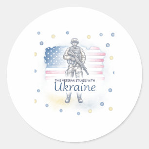 Sticker Rond Ce vétéran se tient avec le soutien de l'Ukraine à