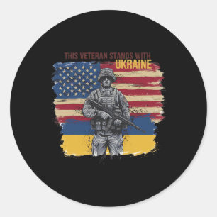 Sticker Rond Ce vétéran se tient avec l'Ukraine 12