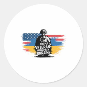 Sticker Rond Ce vétéran se tient avec l'Ukraine 16