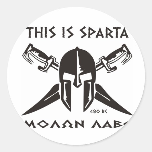 Sticker Rond Ceci est Sparta - Molon lave (noir) (Devant)
