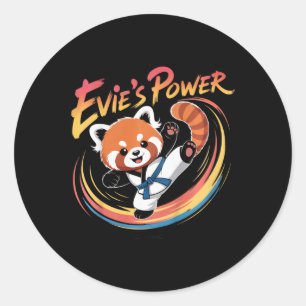 Sticker Rond Ceinture bleue de karaté taekwondo Power Red Panda