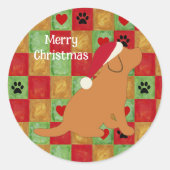 Sticker Rond Ceinture de Noël Fox Red Labrador Chiot (Devant)