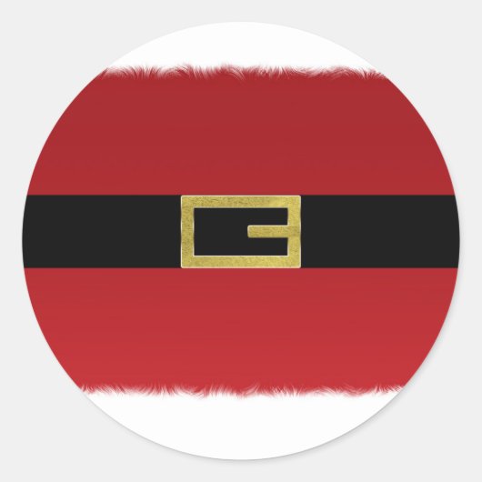 Sticker Rond Ceinture du Père Noël rouge et fourrure blanche No (Devant)
