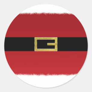 Sticker Rond Ceinture du Père Noël rouge & Noël à fourrure blan