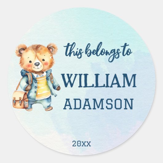 Sticker Rond Cela appartient à la première qualité mignon peluc (Devant)