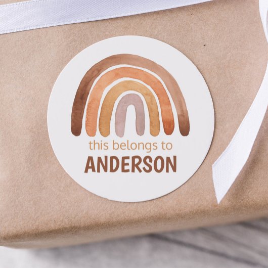 Sticker Rond "Cela Appartient À..." Nom de l'arc-en-ciel de la 