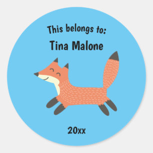 Sticker Rond Cela appartient à Retour à l'école Courir Fox Blue