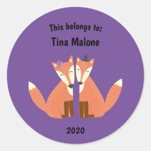 Sticker Rond Cela appartient au retour à l'école Flirting Foxes