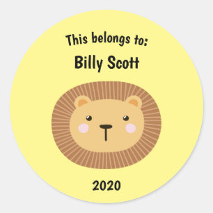 Sticker Rond Cela fait partie du retour à l'école Lion visage j