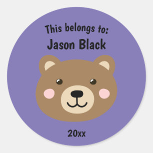 Sticker Rond Cela fait partie du retour à l'école Ours Brown po