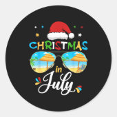 Sticker Rond Celebrate Christmas In July Funny Beach Summer Chr (Devant)