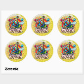 Sticker Rond Célébration bourdonnante (Feuille)