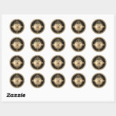 Sticker Rond Célébration de 10 ans - Monogramme à sceau doré (Feuille)