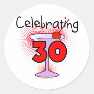 Sticker Rond Célébration de 30 T-shirts et cadeaux