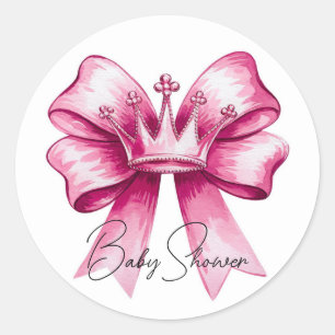Sticker Rond Célébration de la Bow rose et du Baby shower de la