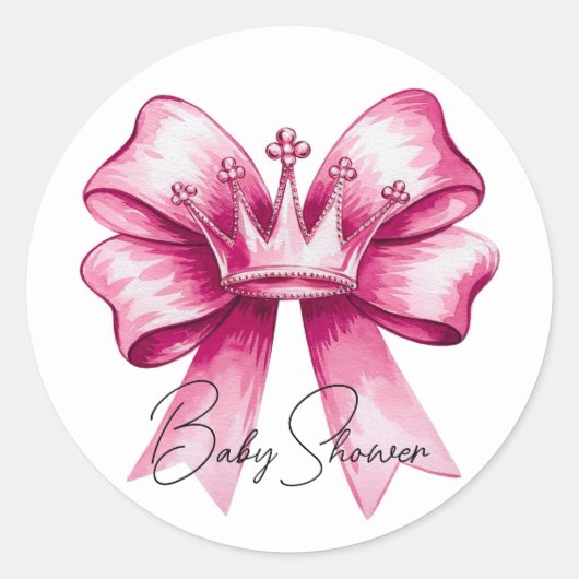 Sticker Rond Célébration de la Bow rose et du Baby shower de la (Devant)