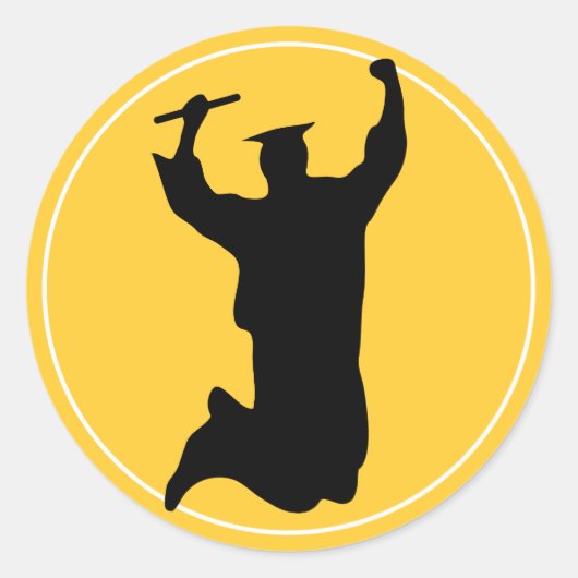 Sticker Rond Célébration de la licence en Casquette & Gown Blac (Devant)