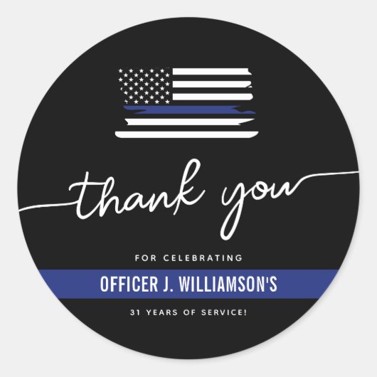 Sticker Rond Célébration de la retraite de la police personnali (Devant)