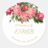 Sticker Rond Célébration de la vie des Roses funéraires (Devant)