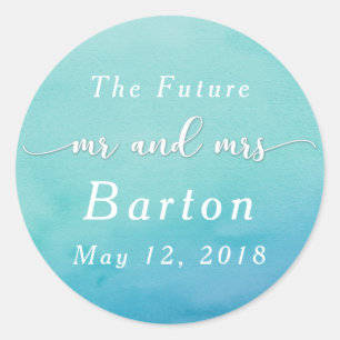 Sticker Rond Célébration de mariage ombré sarcelle et bleu