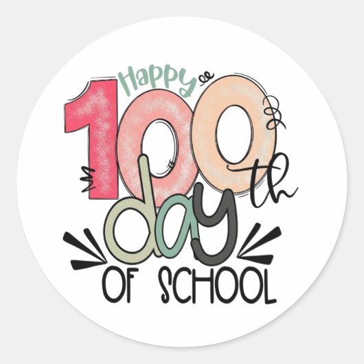 Sticker Rond célébration des 100 jours d'école (Devant)