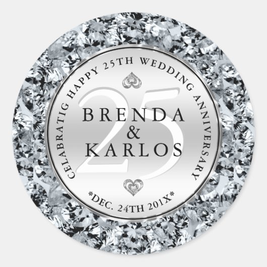 Sticker Rond célébration du 25e anniversaire du mariage (Devant)