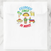 Sticker Rond Célébration du Cinco de Mayo Fiesta Taco Piñata Ca (Sac)