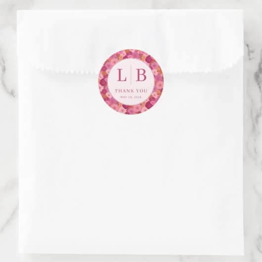Sticker Rond Célébration Florale Rose Chaud (Sac)
