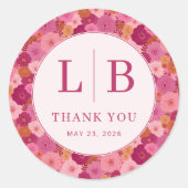 Sticker Rond Célébration Florale Rose Chaud (Devant)
