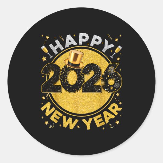 Sticker Rond Celebration Happy New Year Eve 2026 Party Men Wome (Devant)