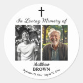 Sticker Rond Celebration Of Life 2 Photos Funeral White (Devant)
