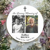 Sticker Rond Celebration Of Life 2 Photos Funeral White