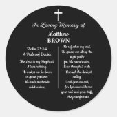 Sticker Rond Celebration Of Life Bible Verse Funeral (Devant)