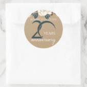 Sticker Rond Célébration Personnalisée Fleurie du 20e Anniversa (Sac)