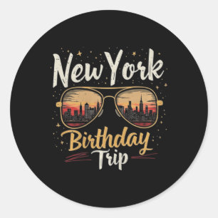 Sticker Rond Célébration Voyage Anniversaire Ligne d'horizon Ny