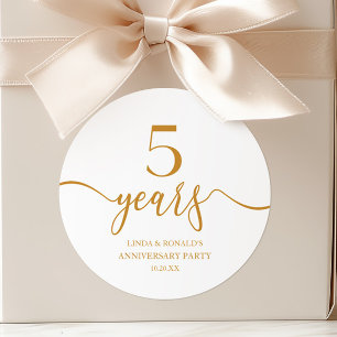 Sticker Rond Célèbre 5e Anniversaire de Mariage au Champagne