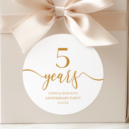 Sticker Rond Célèbre Champagne 5e Anniversaire de Mariage