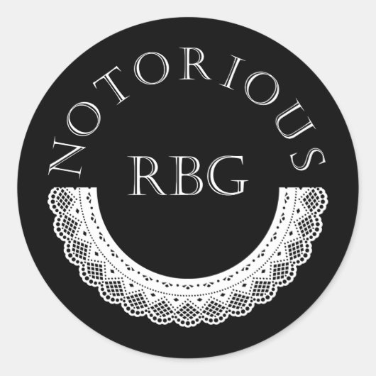 Sticker Rond Célèbre RBG Ruth Bader Ginsburg Lace Collar (Devant)