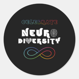 Sticker Rond Célébrer la Neurodiversité Arc-en-ciel Infinité Au