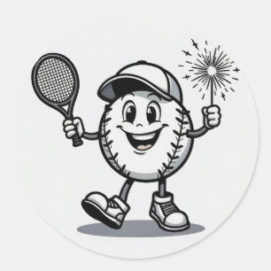 Sticker Rond Célébrer le sport avec une touche : le baseball am