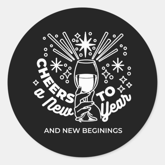 Sticker Rond Célébrer les nouveaux débuts Vin Verre Illustratio (Devant)