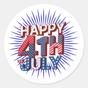 Sticker Rond Célébrez 4 juillet avec Patriotic USA Designs