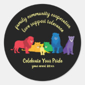 Sticker Rond Célébrez votre fierté Rainbow Lion Pride (Devant)