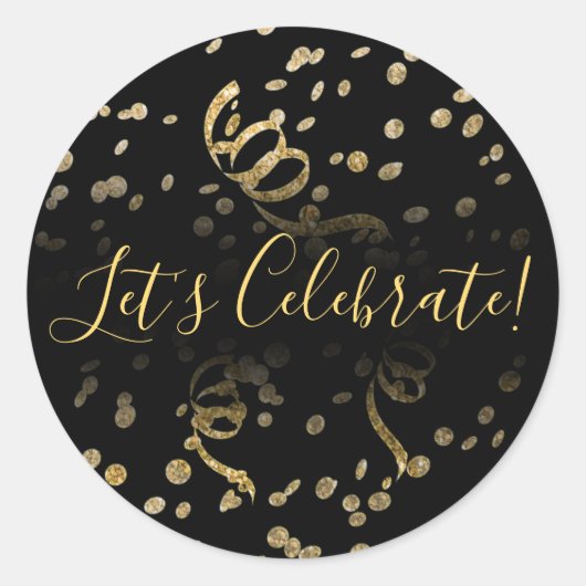 Sticker Rond Celelbrate Gold Confetti (Devant)