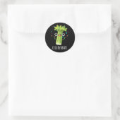 Sticker Rond Célérat Funny Veggie Celery Pun Dark BG (Sac)
