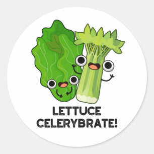 Sticker Rond Celerybrate de laitue Funny Veggie Pun
