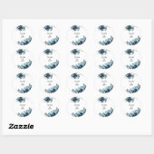 Sticker Rond Céleste Marine Bleu Mariage floral Enveloppe Phoqu (Feuille)