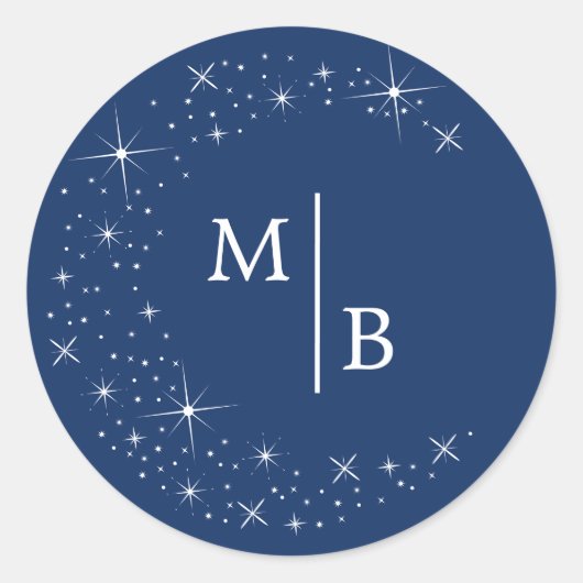 Sticker Rond Celestial Elegant Moon Blue Wedding Envelope Seal (Devant)