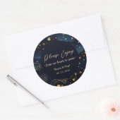 Sticker Rond Celestial Navy Gold Wedding Favor (Enveloppe)