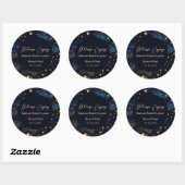 Sticker Rond Celestial Navy Gold Wedding Favor (Feuille)
